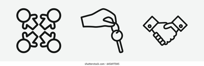 Set of 3 outline hands icons