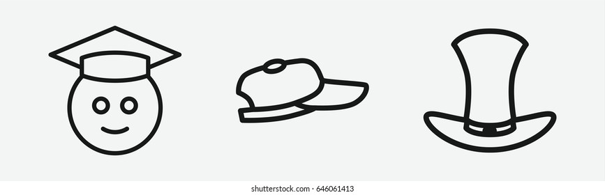 Set of 3 outline haticons