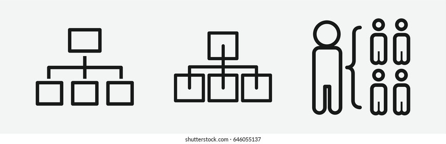 Set of 3 outline hierarchyicons