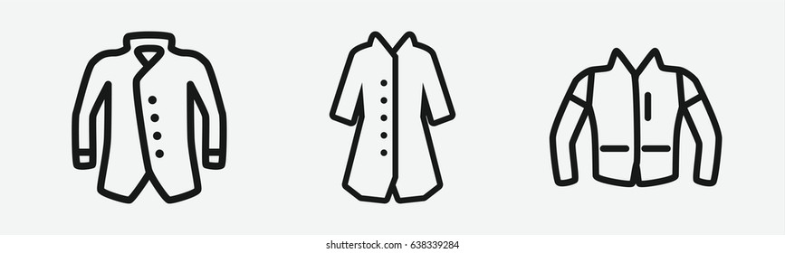 Set of 3 outline jacket icons