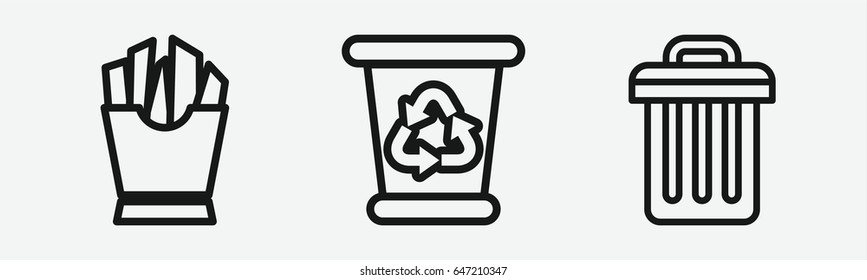 Set of 3 outline junk icons