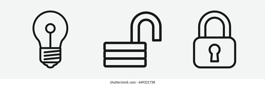 Set of 3 outline keyholeicons