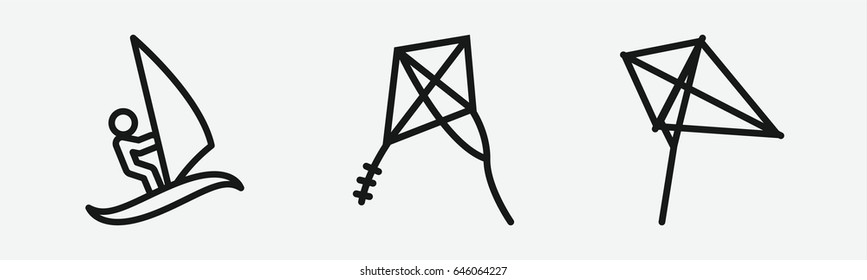 Set of 3 outline kiteicons