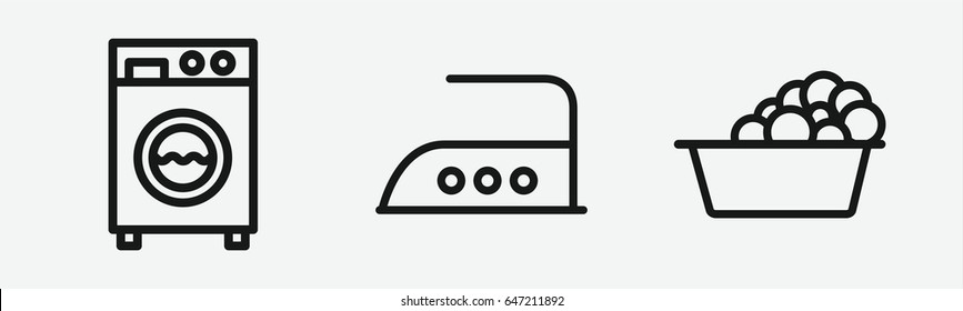 Set of 3 outline laundryicons