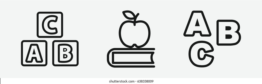 Set of 3 outline learn icons