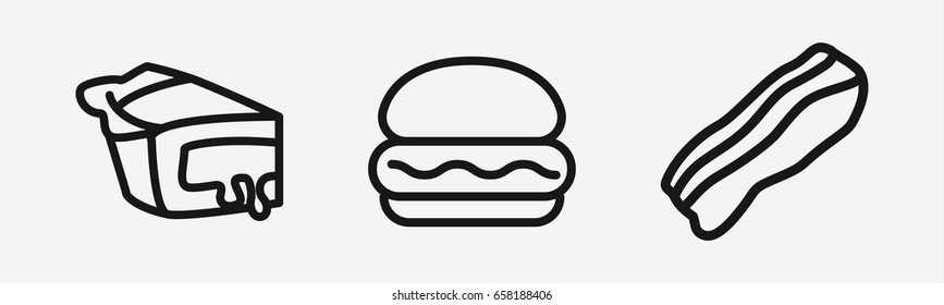 Set of 3 outline meaticons