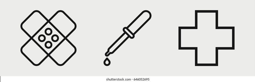 Set of 3 outline medicalicons