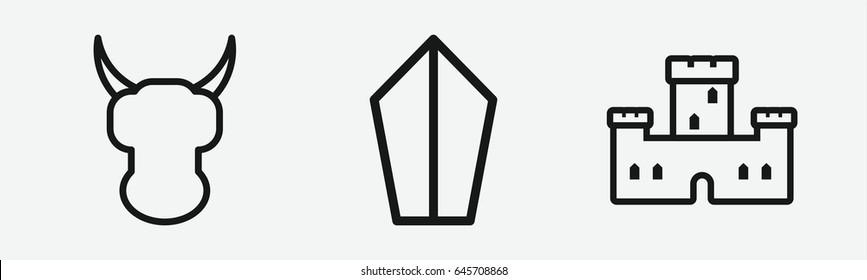Set of 3 outline medievalicons
