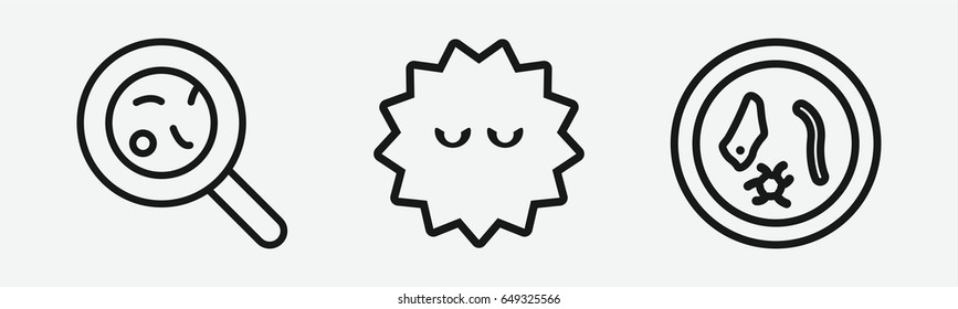 Set of 3 outline microbeicons