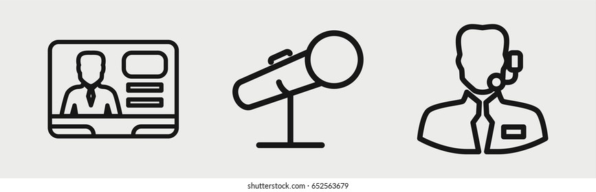 Set of 3 outline microphone icons