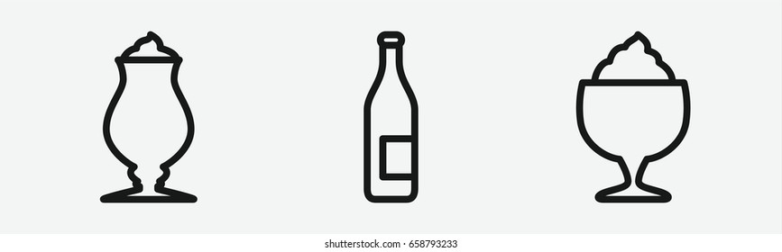 Set of 3 outline milk icons