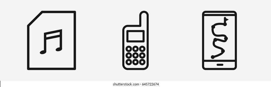 Set of 3 outline mobileicons