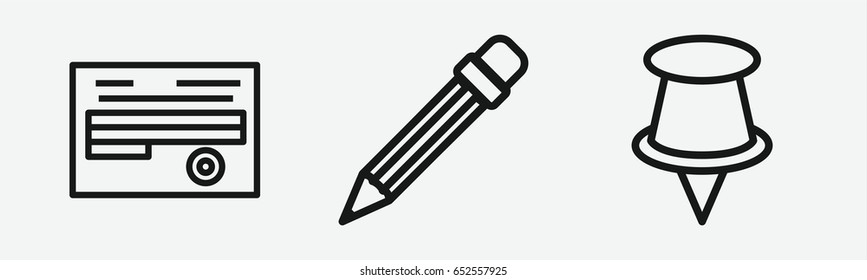 Set of 3 outline note icons