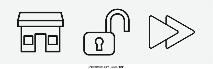 Set of 3 outline open icons