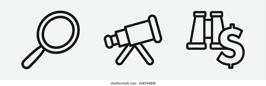 Set of 3 outline optics icons