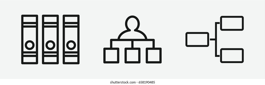 Set of 3 outline organizationicons