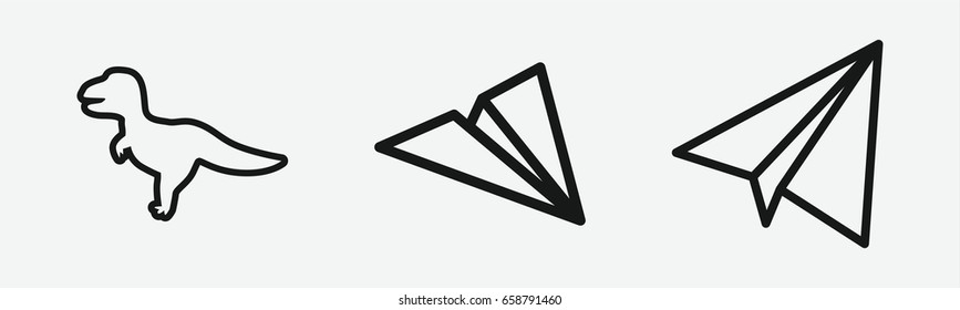 Set of 3 outline origami icons