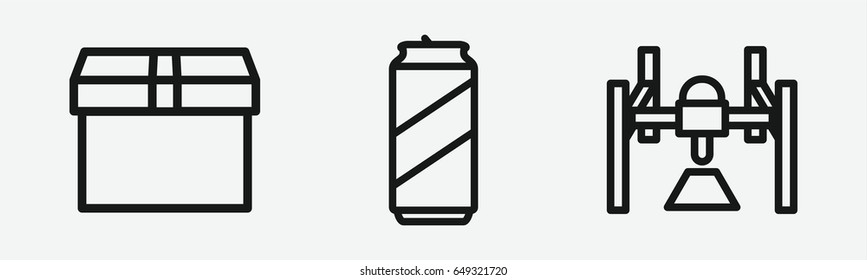 Set of 3 outline packingicons