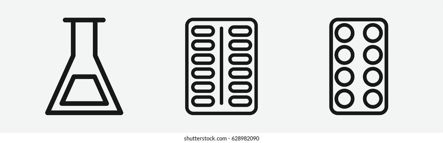 Set of 3 outline pharmaceuticalicons