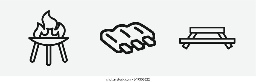 Set of 3 outline picnicicons