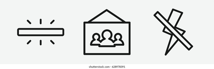 Set of 3 outline pictureicons