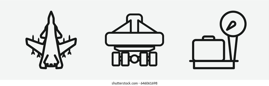 Set of 3 outline planeicons