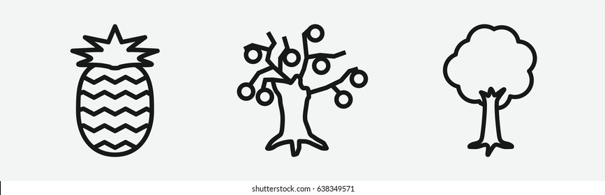 Set of 3 outline planticons