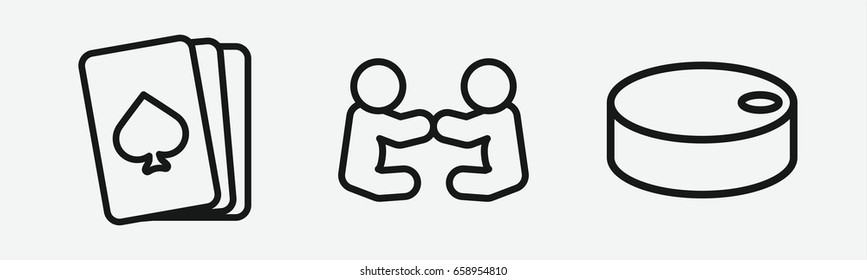 Set of 3 outline playingicons