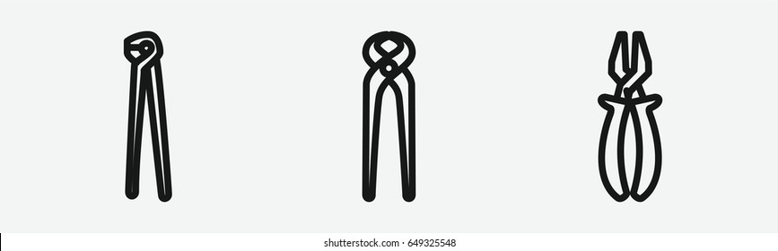 Set of 3 outline pliersicons