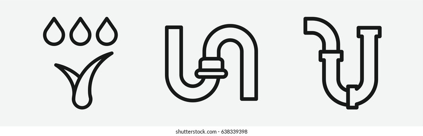 Set of 3 outline plumbing icons