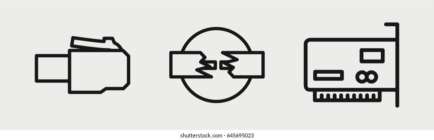 Set of 3 outline port icons