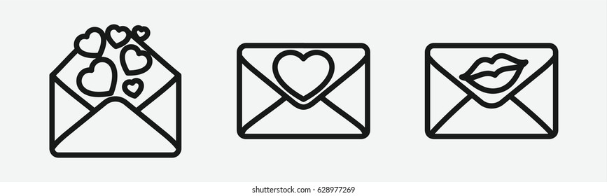 Set of 3 outline postage icons