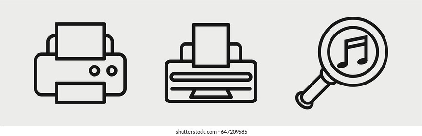 Set of 3 outline printericons