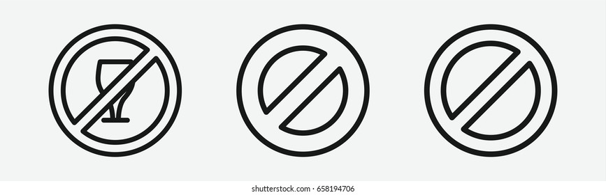 Set of 3 outline prohibited icons