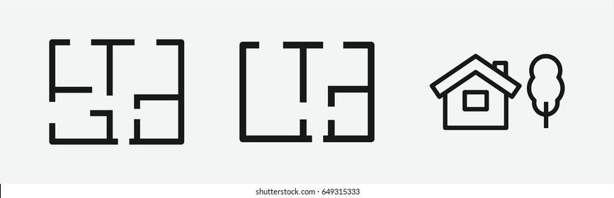 Set of 3 outline projecticons