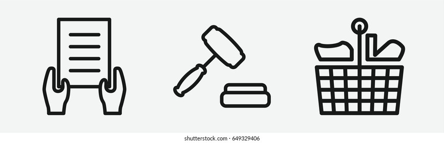 Set of 3 outline purchaseicons