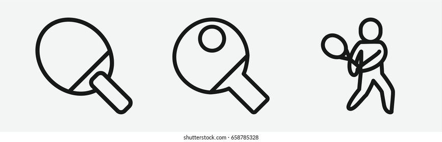 Set of 3 outline racket icons