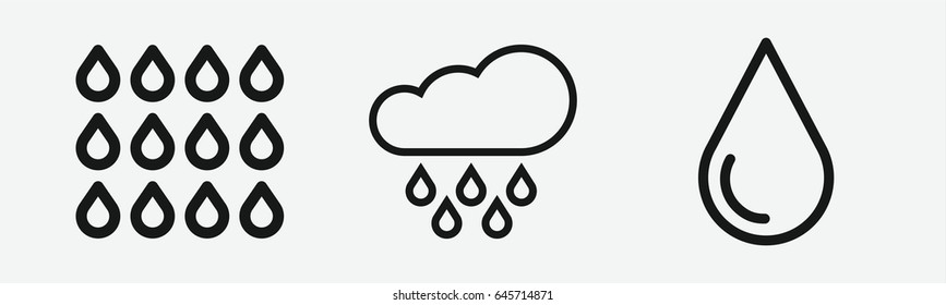 Set of 3 outline raindropicons