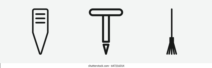 Set of 3 outline rakeicons