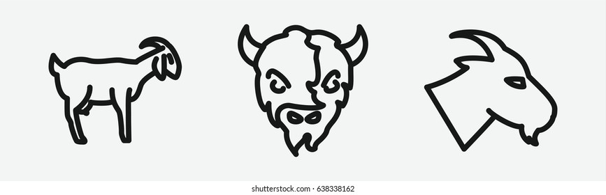 Set of 3 outline ram icons