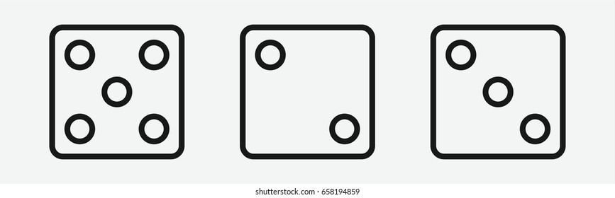 Set of 3 outline random dice icons
