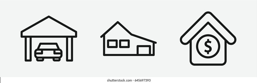 Set of 3 outline realty icons
