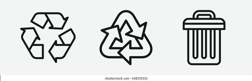 Set of 3 outline recyclingicons