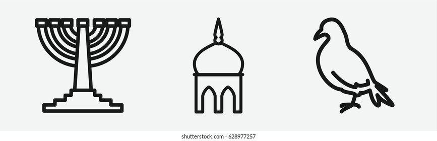 Set of 3 outline religious icons