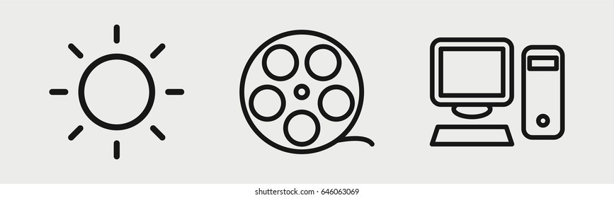Set of 3 outline screenicons