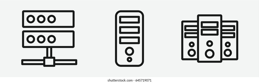 Set of 3 outline server icons