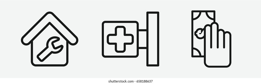 Set of 3 outline servicesicons