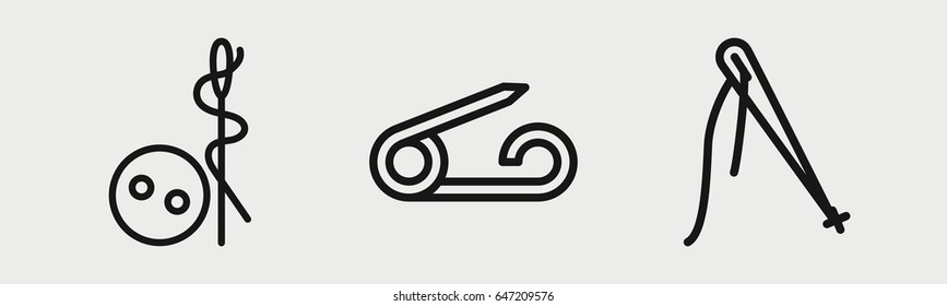 Set of 3 outline sewingicons