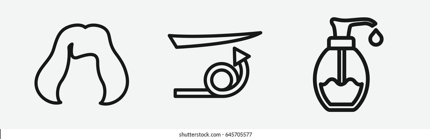 Set of 3 outline shampooicons