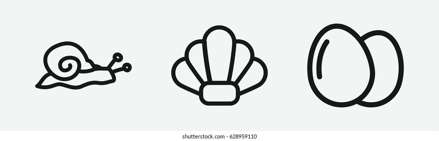 Set of 3 outline shellicons